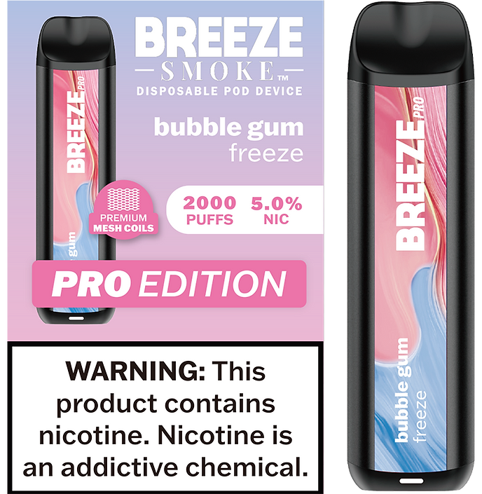 Breeze Smoke Pro 2,000 puffs 5% BUBBLE GUM FREEZE