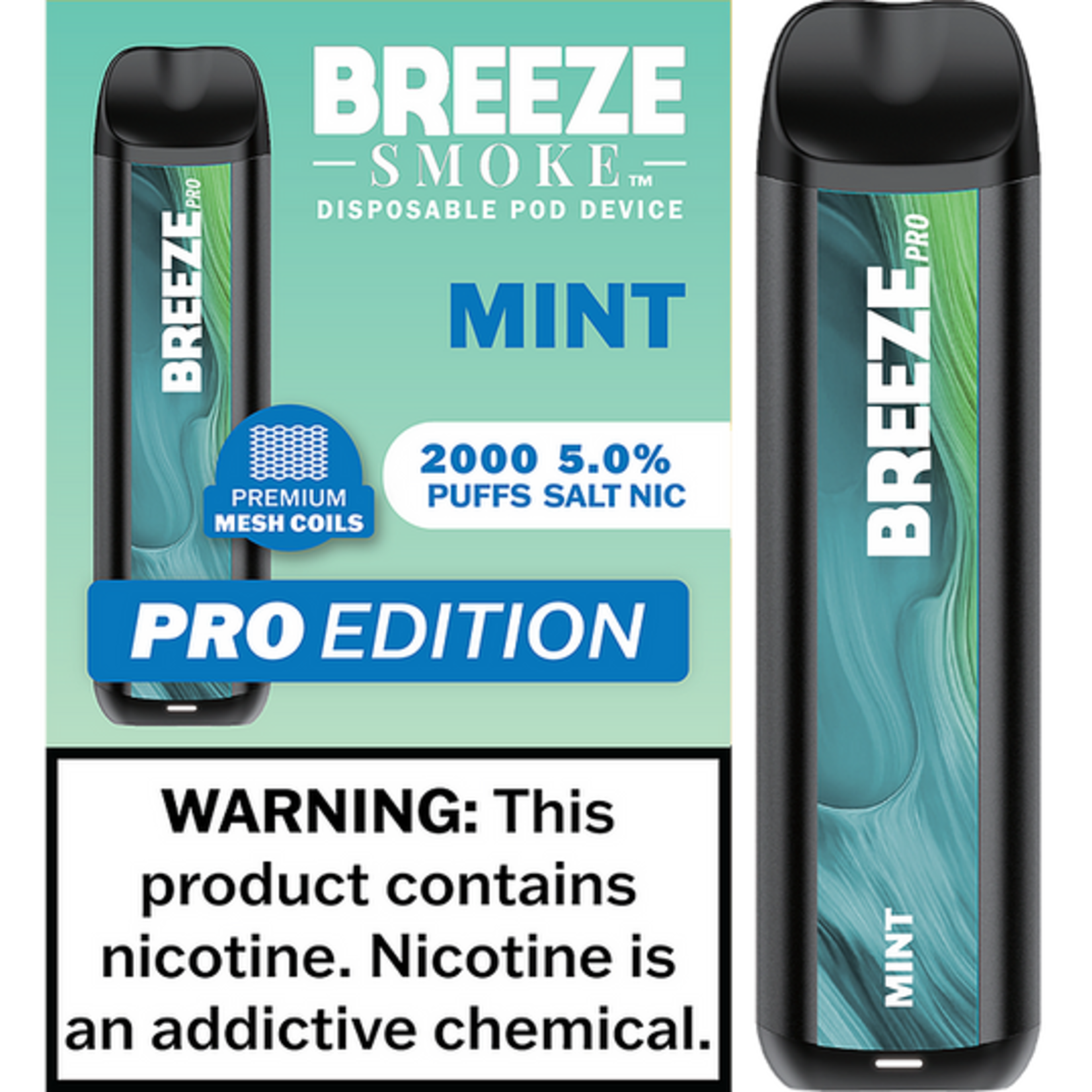 Breeze Smoke Pro 2,000 puffs 5%  MINT